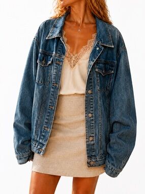 Oversized blue denim jacket